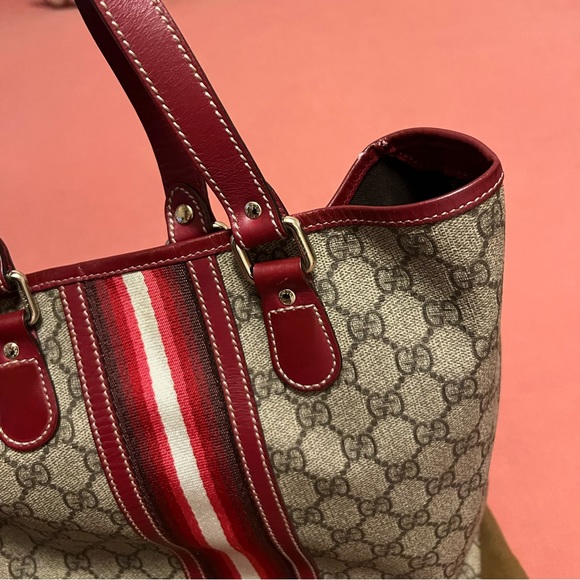 Gucci purple stripe monogram coated canvas tote - Picture 5 of 16